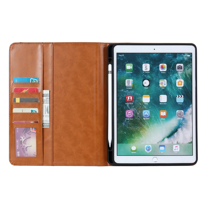 Skórzana etui Flip dla iPad 9,7 (2017-2018), 10,2 (7. / 8. Gen), Air 2/3/4, Pro 9,7/10,5/11 - Wodoodporna, Wstrząsoodporna, Biznesowa etui na tablet