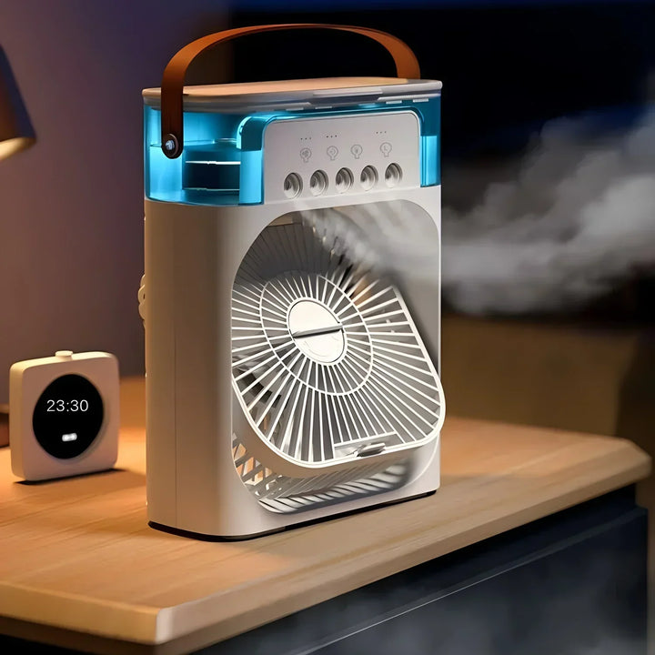 Przenośny 3-w-1 AirCooler z wentylatorem, klimatyzatorem i nawilżaczem powietrza - Energooszczędny, 7-kolorowe światło LED | Karnz
