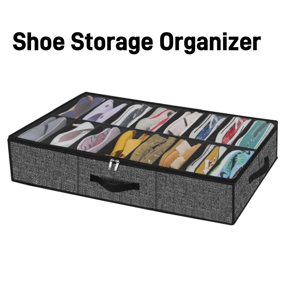 OrdiShoe Organizer na buty | Przechowywanie pod łóżkiem | Pojemność: 12 par | Odporny na kurz i składany