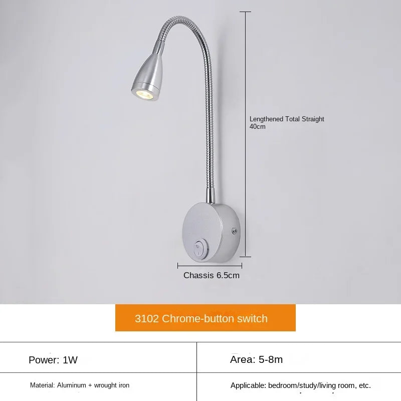 Karnz | Wszechstronna lampa LED ścienna: Nowoczesna, Elastyczna, Idealna do czytania w łóżku