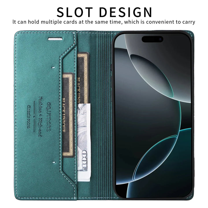 Sandsberg | RFID Skórzana Etui na iPhone 16/15 Z Magnesem i Portfelem