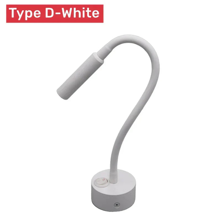 Karnz | Nowoczesna elastyczna lampa LED do czytania na ścianę z włącznikiem do sypialni i biura - 1W/3W