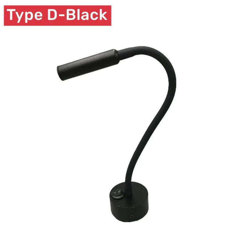 Karnz | Nowoczesna elastyczna lampa LED do czytania na ścianę z włącznikiem do sypialni i biura - 1W/3W