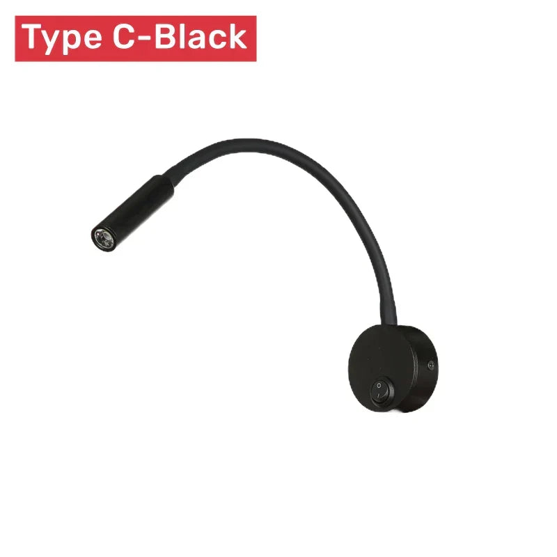 Karnz | Nowoczesna elastyczna lampa LED do czytania na ścianę z włącznikiem do sypialni i biura - 1W/3W