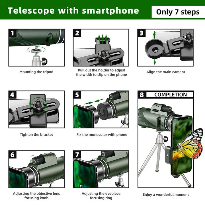 80x100 HD Zoom Monokular Teleskop: Wydajne przenośne lornetki do polowania, kempingu i odkrywania przyrody