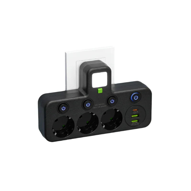 Karnz | Listwa zasilająca VOLTRIQ ProLine | 3–4 gniazda + 2× USB &amp; 1× Typ-C | 2500 W | Ochrona przed przepięciami &amp; Przełącznik kontrolny