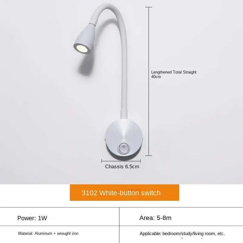 Karnz | Wszechstronna lampa LED ścienna: Nowoczesna, Elastyczna, Idealna do czytania w łóżku
