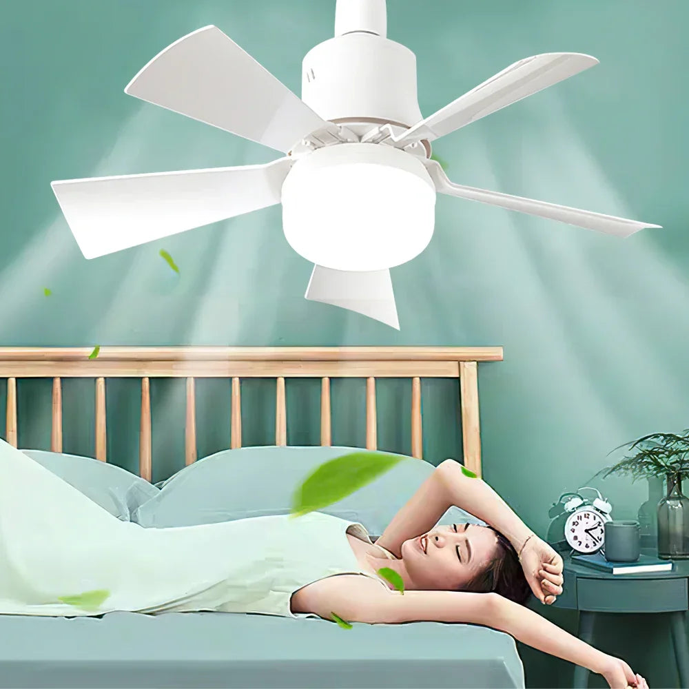 30W E27 Wentylator sufitowy z oświetleniem i pilotem - funkcja ściemniania LED, inteligentny cichy wentylator do sypialni i salonu | Karnz