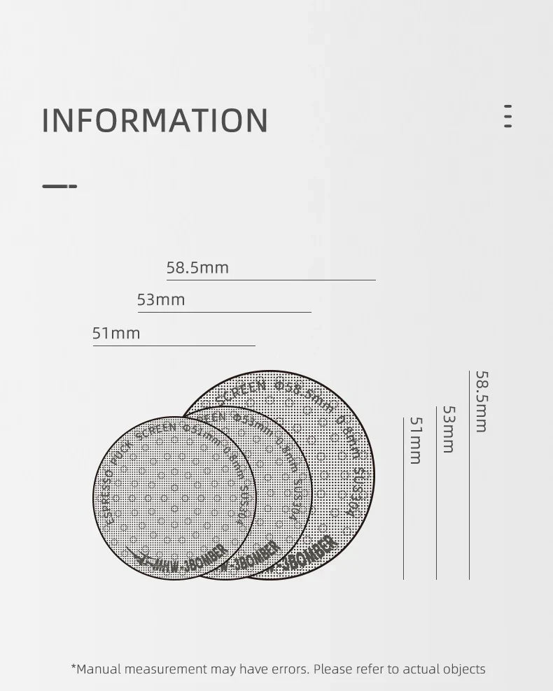 MHW-3BOMBER 51/53/58,5 mm Ekspres Puck Screen Podwójna Warstwa Metalowy Filtr do Kawy Wielokrotnego Użytku