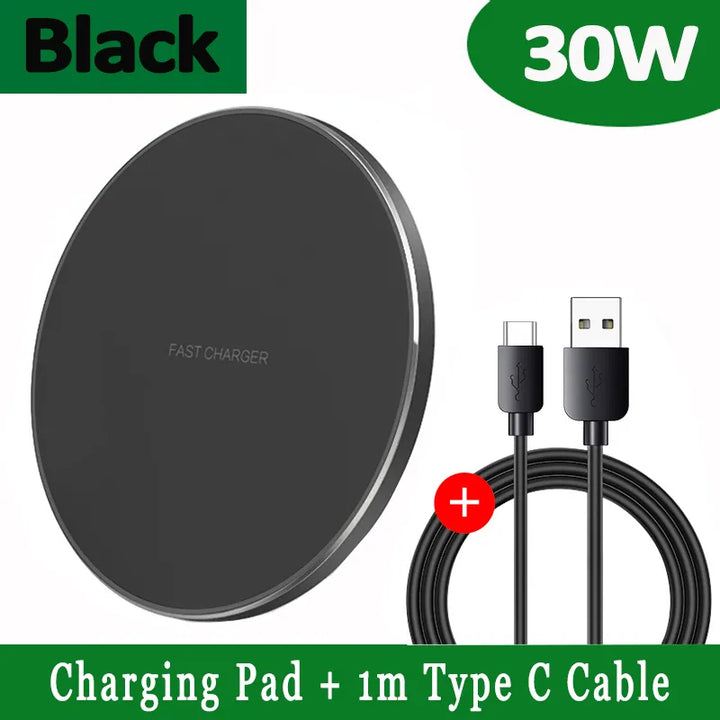 Karnz | 30W Szybka bezprzewodowa ładowarka | Premium kabel USB C MagSafe do ładowania dla Apple iPhone, Samsung i Android - Szybka bezprzewodowa ładowarka