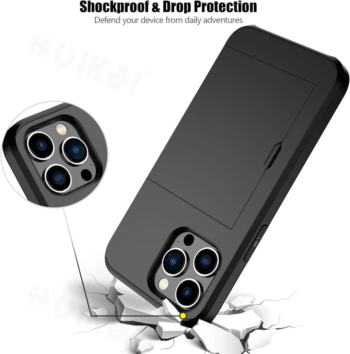 Karnz | LuxShield Etui na iPhone z kieszonką na karty | Smukły design | Przechowywanie kart | Ochrona i styl
