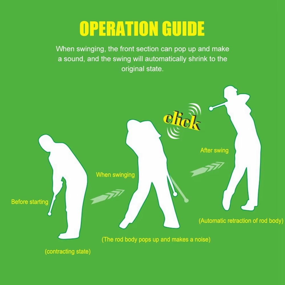 Trener uderzeń golfowych z informacją zwrotną w postaci kliknięcia dla siły chwytu i korekty zamachu