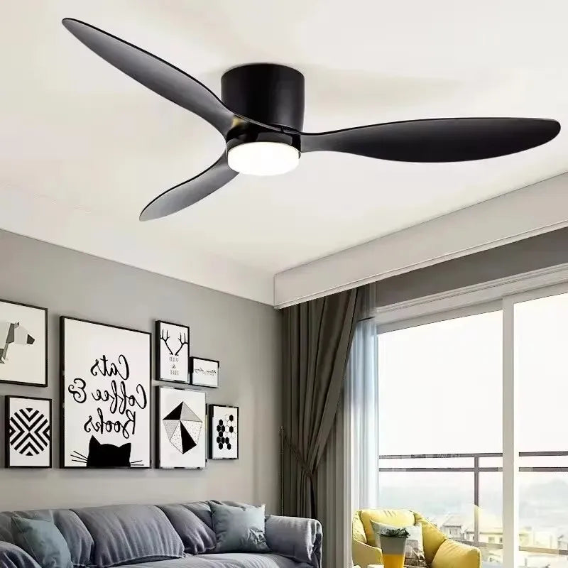 Wentylatory sufitowe 42/52 cale z lampami LED - 3 kolory, 6 prędkości silnika DC, pilot zdalnego sterowania, niskie dekoracyjne wentylatory z oświetleniem | Karnz