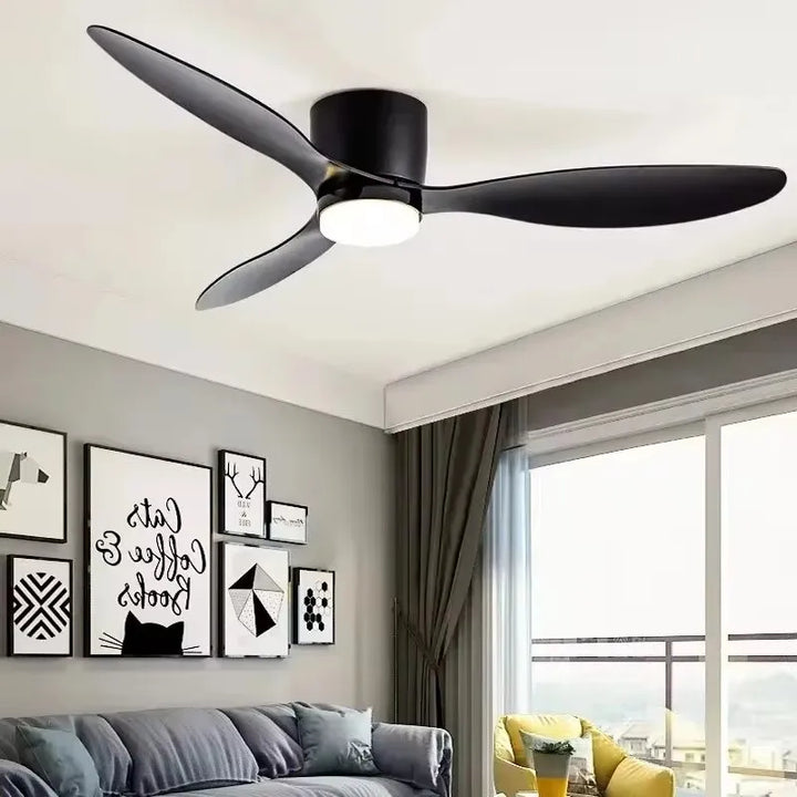 Wentylatory sufitowe 42/52 cale z lampami LED - 3 kolory, 6 prędkości silnika DC, pilot zdalnego sterowania, niskie dekoracyjne wentylatory z oświetleniem | Karnz