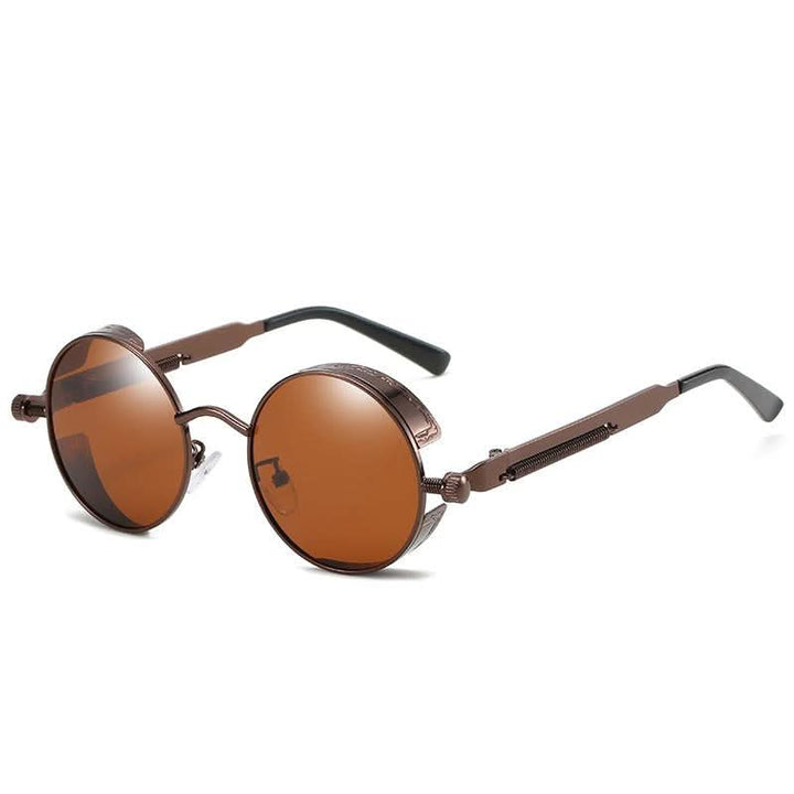 Vintage okrągłe okulary przeciwsłoneczne Steampunk, polaryzowane, UV400