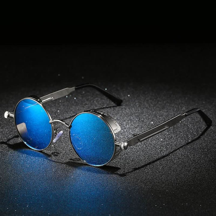 Vintage okrągłe okulary przeciwsłoneczne Steampunk, polaryzowane, UV400