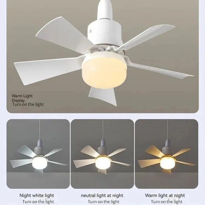 Wentylator sufitowy LED z pilotem – ściemnialny 30W, podstawa E27, nowoczesne inteligentne bezprzewodowe oświetlenie wentylatora do sypialni i salonu | Karnz
