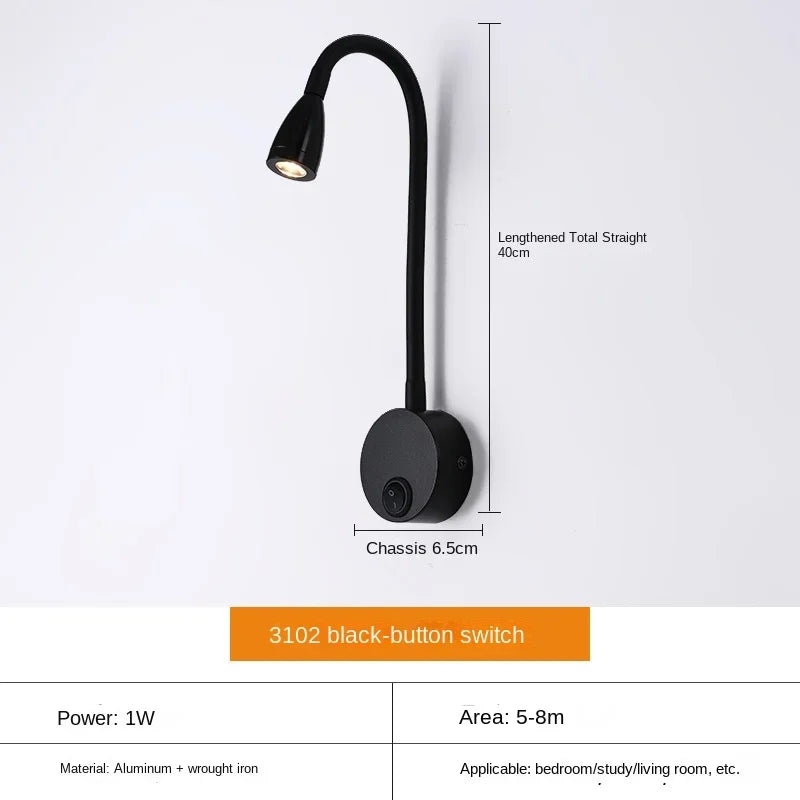Karnz | Wszechstronna lampa LED ścienna: Nowoczesna, Elastyczna, Idealna do czytania w łóżku