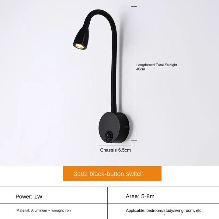 Karnz | Wszechstronna lampa LED ścienna: Nowoczesna, Elastyczna, Idealna do czytania w łóżku