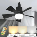 Wentylator sufitowy LED z pilotem – ściemnialny 30W, podstawa E27, nowoczesne inteligentne bezprzewodowe oświetlenie wentylatora do sypialni i salonu | Karnz