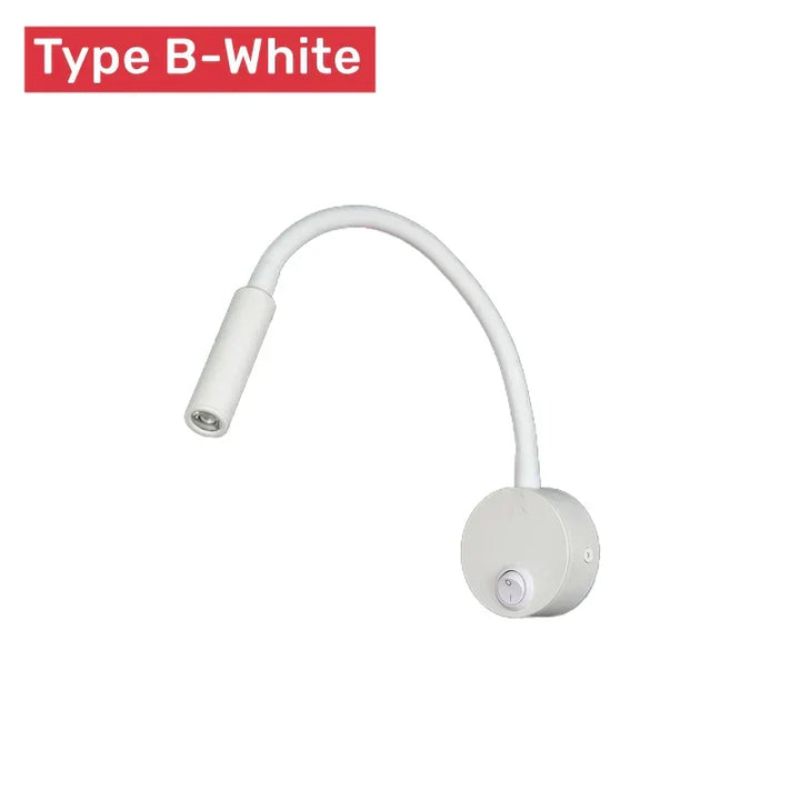 Karnz | Nowoczesna elastyczna lampa LED do czytania na ścianę z włącznikiem do sypialni i biura - 1W/3W