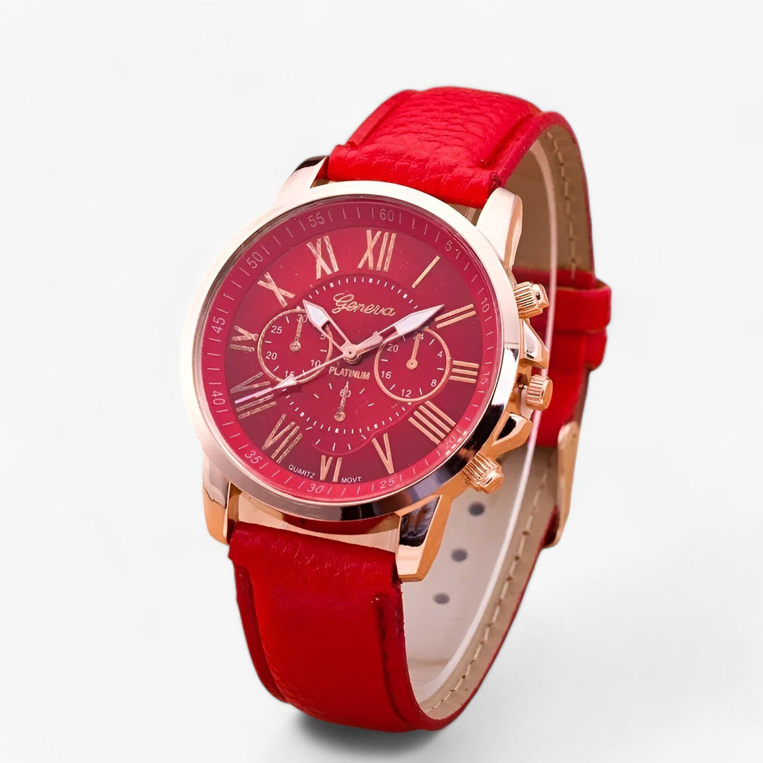 Zegarek damski Camille z wodoodpornym skórzanym paskiem, 42 mm