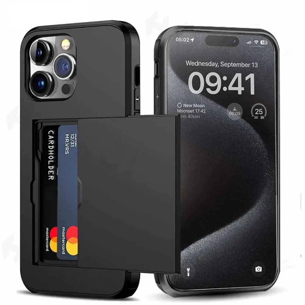 Karnz | LuxShield Etui na iPhone z kieszonką na karty | Smukły design | Przechowywanie kart | Ochrona i styl