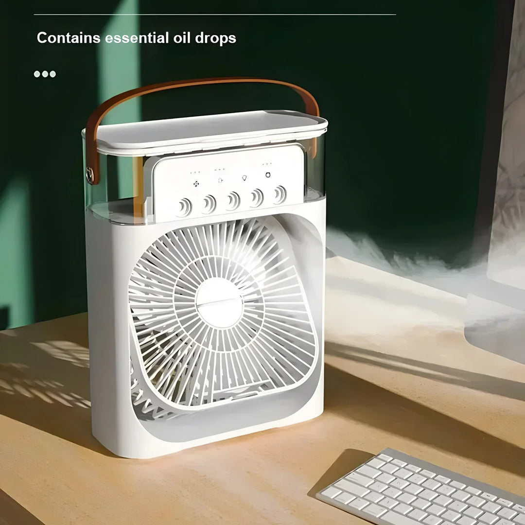 Przenośny 3-w-1 AirCooler z wentylatorem, klimatyzatorem i nawilżaczem powietrza - Energooszczędny, 7-kolorowe światło LED | Karnz