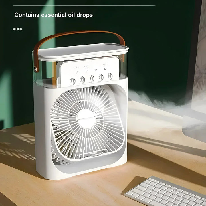 Przenośny 3-w-1 AirCooler z wentylatorem, klimatyzatorem i nawilżaczem powietrza - Energooszczędny, 7-kolorowe światło LED | Karnz