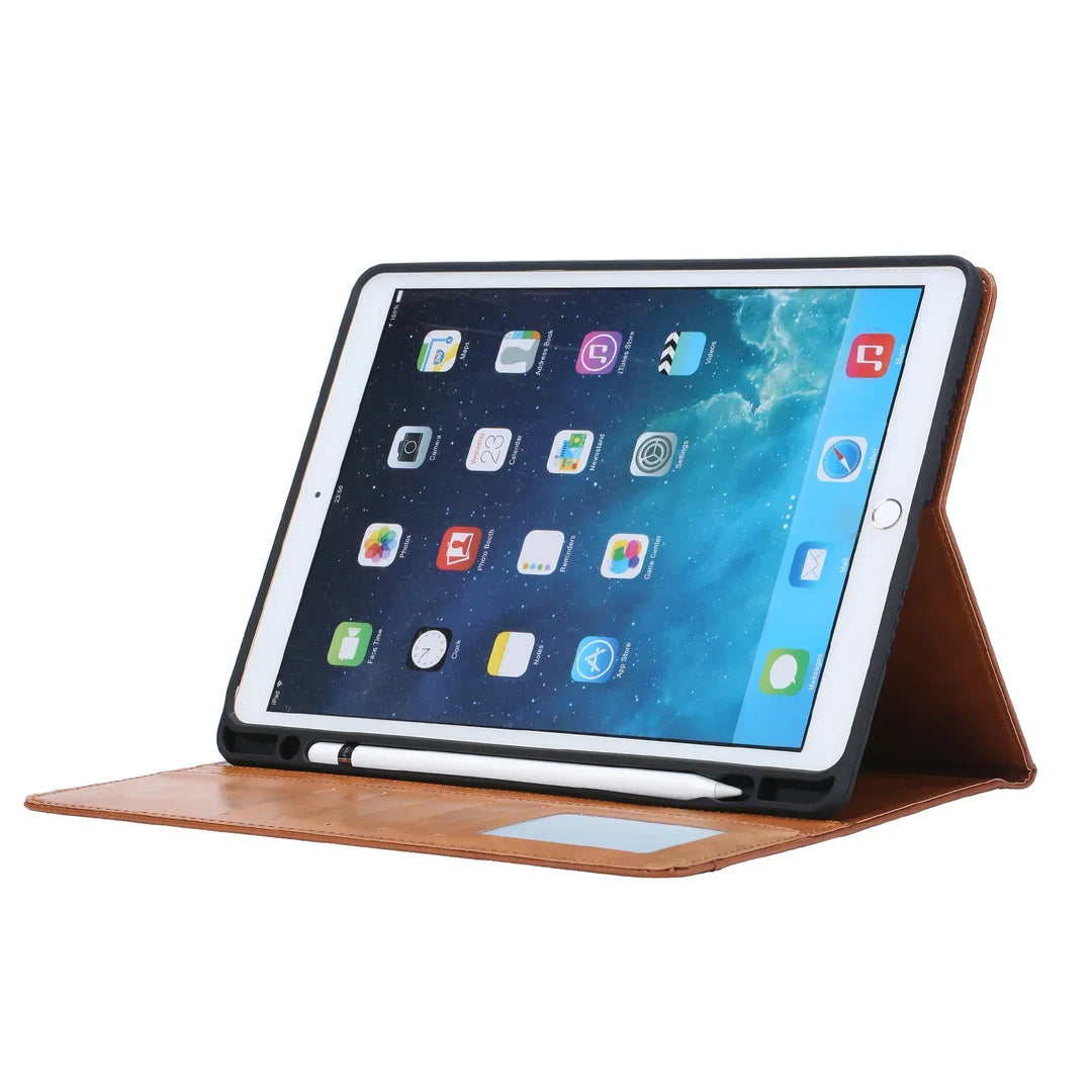 Skórzana etui Flip dla iPad 9,7 (2017-2018), 10,2 (7. / 8. Gen), Air 2/3/4, Pro 9,7/10,5/11 - Wodoodporna, Wstrząsoodporna, Biznesowa etui na tablet
