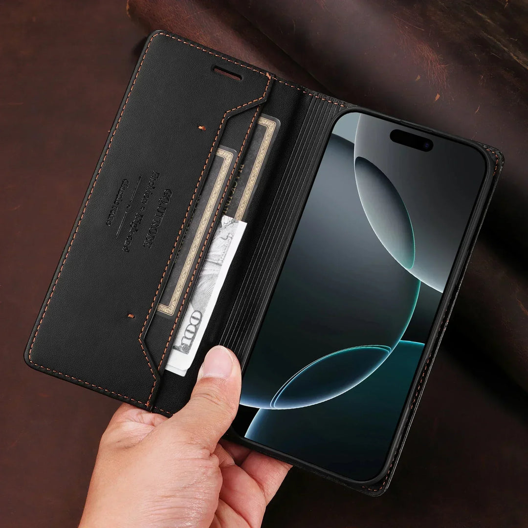 Sandsberg | RFID Flip Skórzana Etui na Samsung S25/S24/S23 z Magnesem