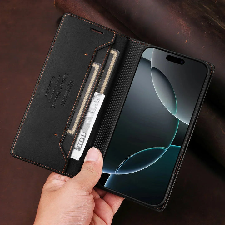 Sandsberg | RFID Flip Skórzana Etui na Samsung S25/S24/S23 z Magnesem