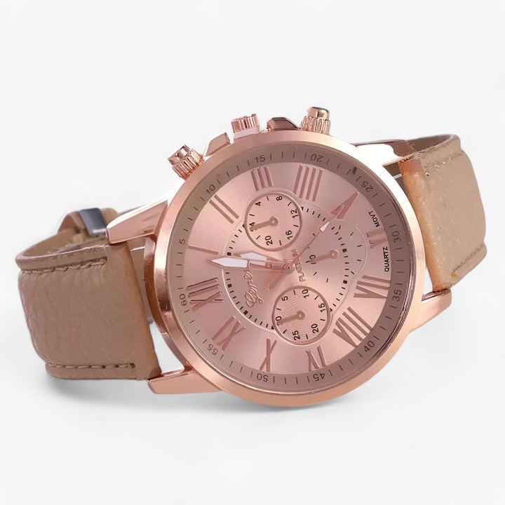 Zegarek damski Camille z wodoodpornym skórzanym paskiem, 42 mm