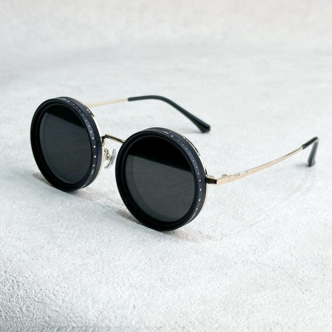 VisionRound Polaryzowane okulary przeciwsłoneczne – Unisex Retro-Design z regulowanym filtrem światła | Karnz