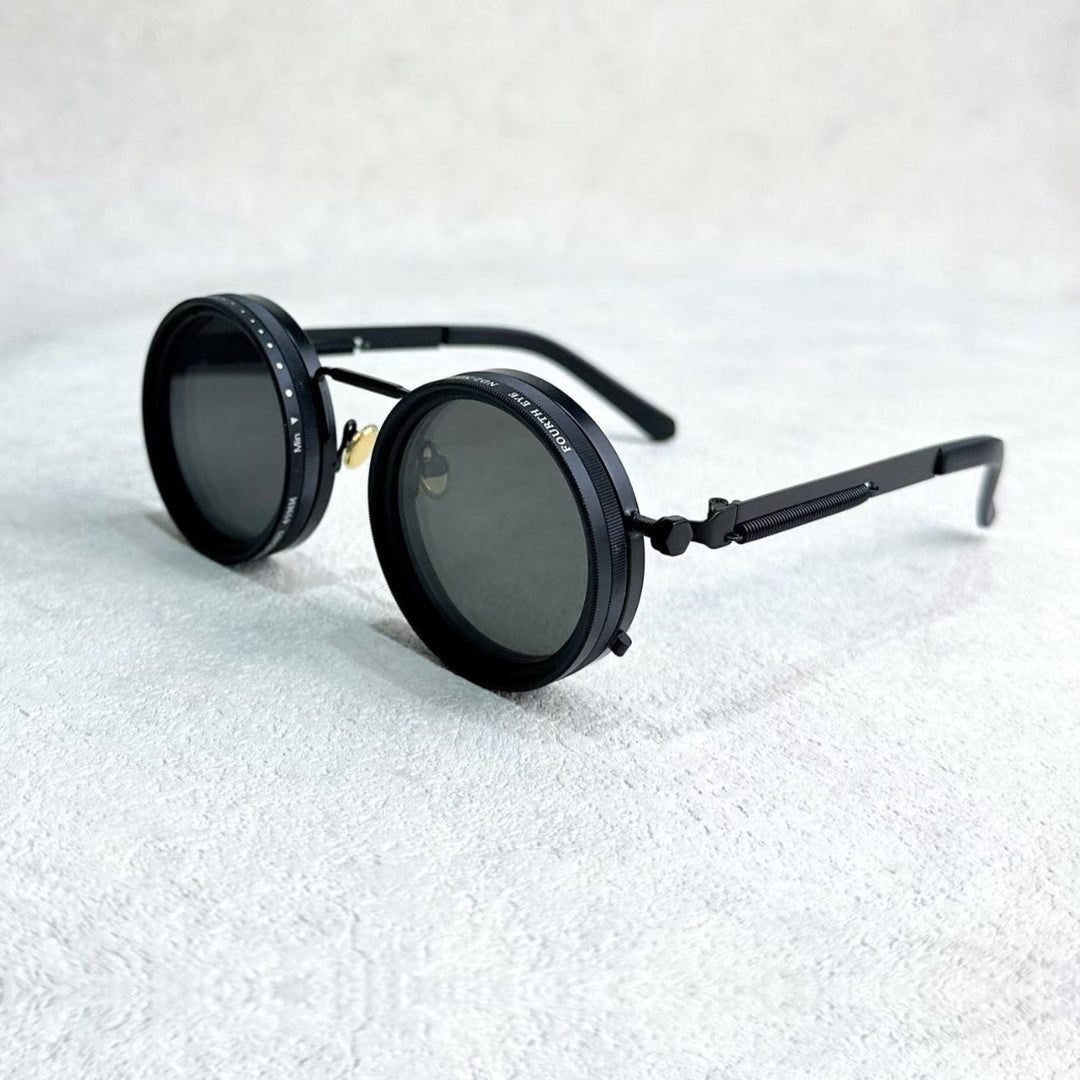 VisionRound Polaryzowane okulary przeciwsłoneczne – Unisex Retro-Design z regulowanym filtrem światła | Karnz
