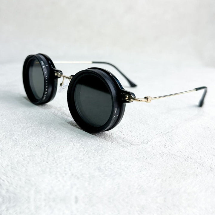 VisionRound Polaryzowane okulary przeciwsłoneczne – Unisex Retro-Design z regulowanym filtrem światła | Karnz