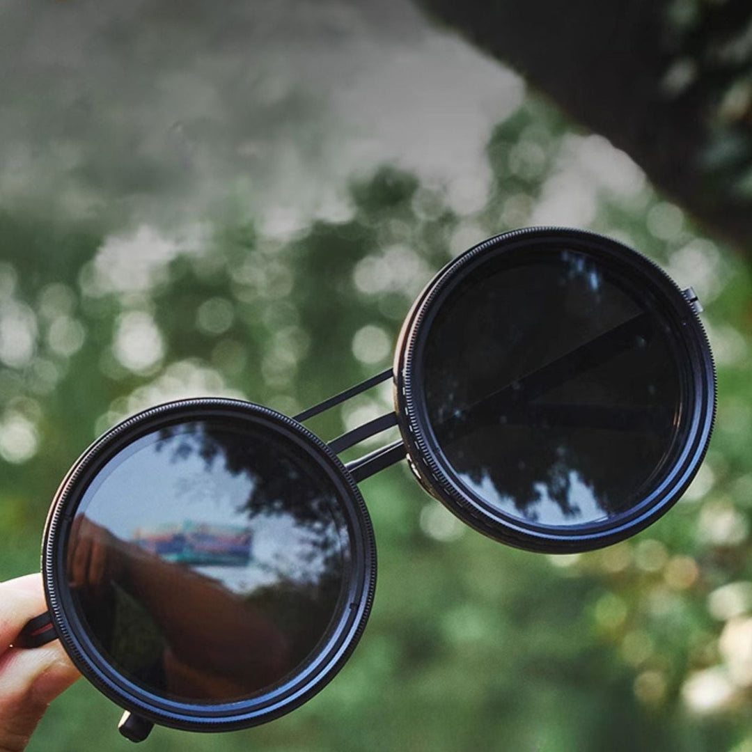 VisionRound Polaryzowane okulary przeciwsłoneczne – Unisex Retro-Design z regulowanym filtrem światła | Karnz