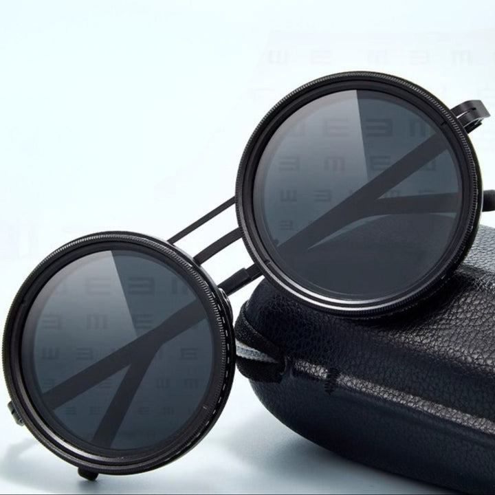 VisionRound Polaryzowane okulary przeciwsłoneczne – Unisex Retro-Design z regulowanym filtrem światła | Karnz