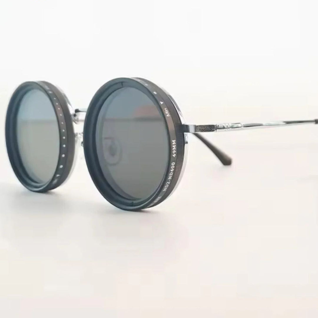 VisionRound Polaryzowane okulary przeciwsłoneczne – Unisex Retro-Design z regulowanym filtrem światła | Karnz