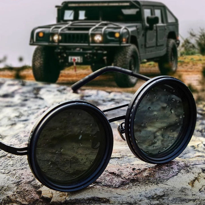 VisionRound Polaryzowane okulary przeciwsłoneczne – Unisex Retro-Design z regulowanym filtrem światła | Karnz
