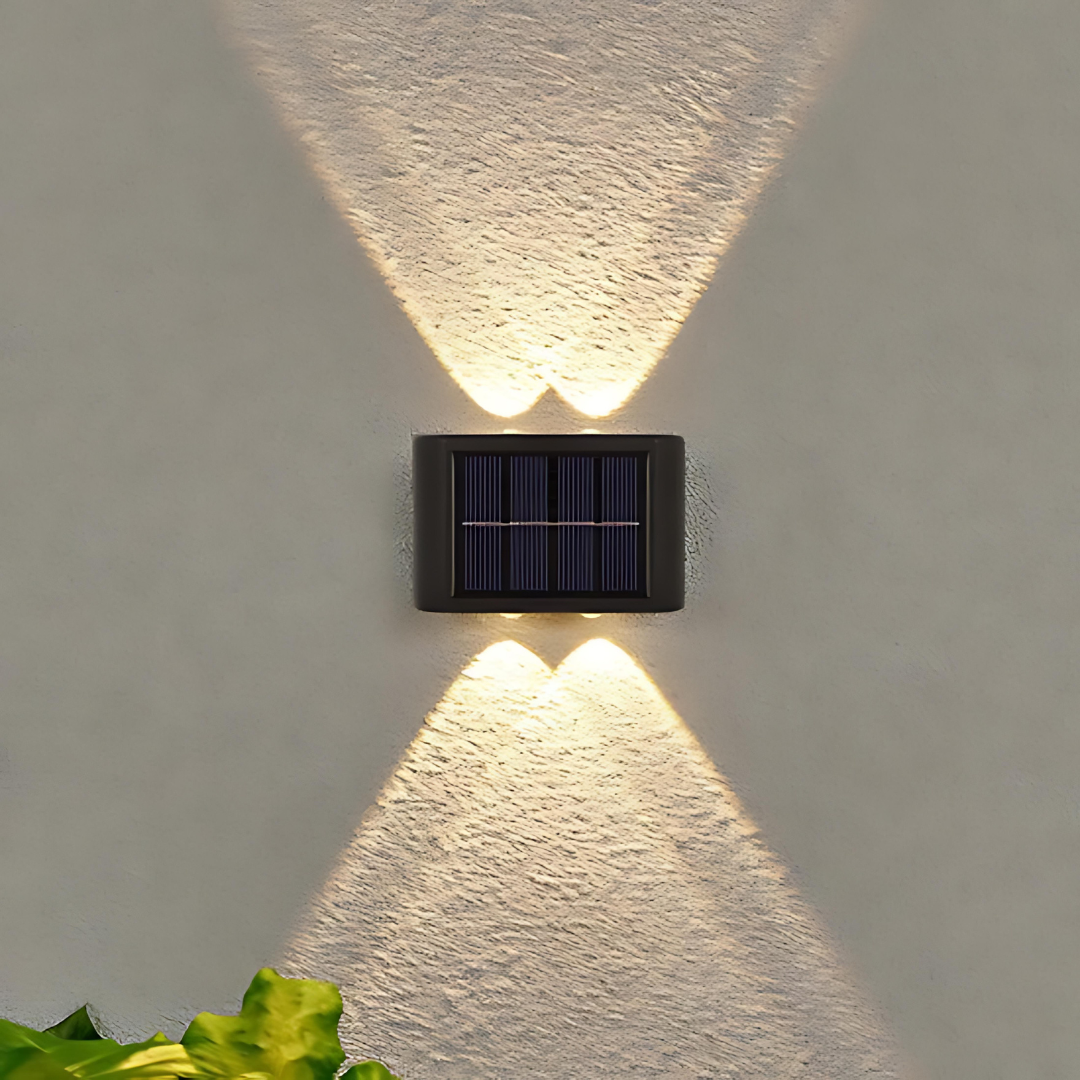 Sandsberg | Solarna lampa LED na zewnątrz | Czujnik ruchu z oświetleniem górnym i dolnym | Czarna