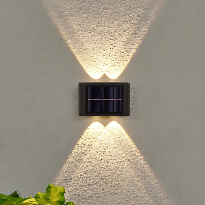 Sandsberg | Solarna lampa LED na zewnątrz | Czujnik ruchu z oświetleniem górnym i dolnym | Czarna
