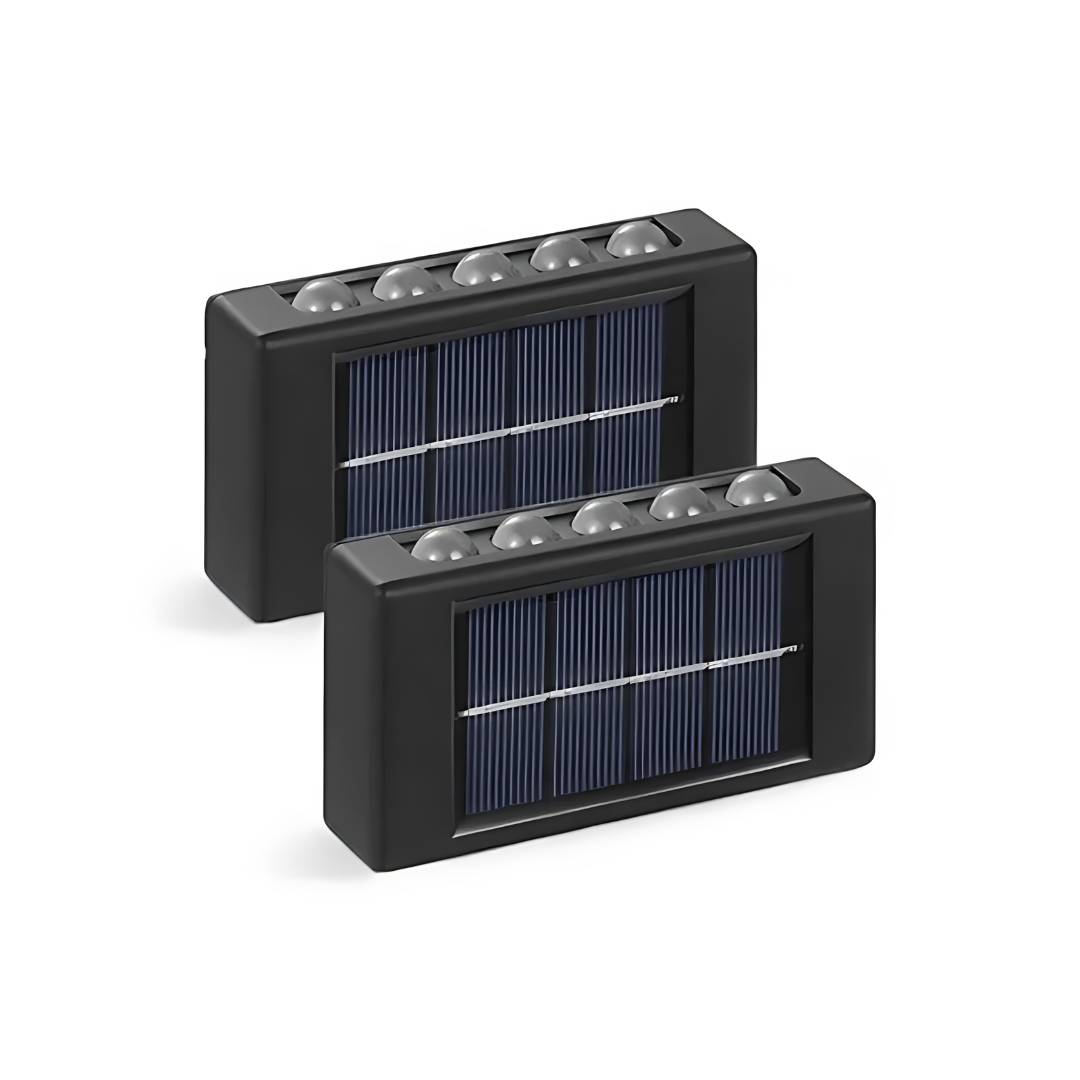 Sandsberg | Solarna lampa LED na zewnątrz | Czujnik ruchu z oświetleniem górnym i dolnym | Czarna