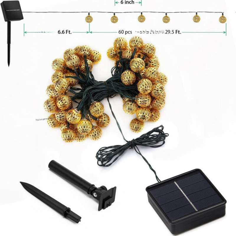 Karnz | Marokańska wodoodporna lampka solarna, l 12 metrów, 100 diod LED, l 8