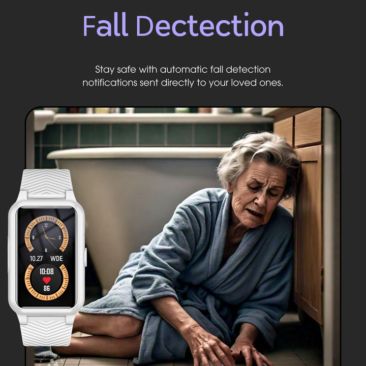 Sandsberg | Zegarek do wykrywania upadków dla seniorów - 4G Medyczny alarm z GPS i SOS Smartwatch