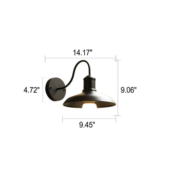 Retro Loft Dome Żelazo Na Zewnątrz Wodoodporna Lampa Ścienna Szkło Łukowe 1-Światło | Karnz