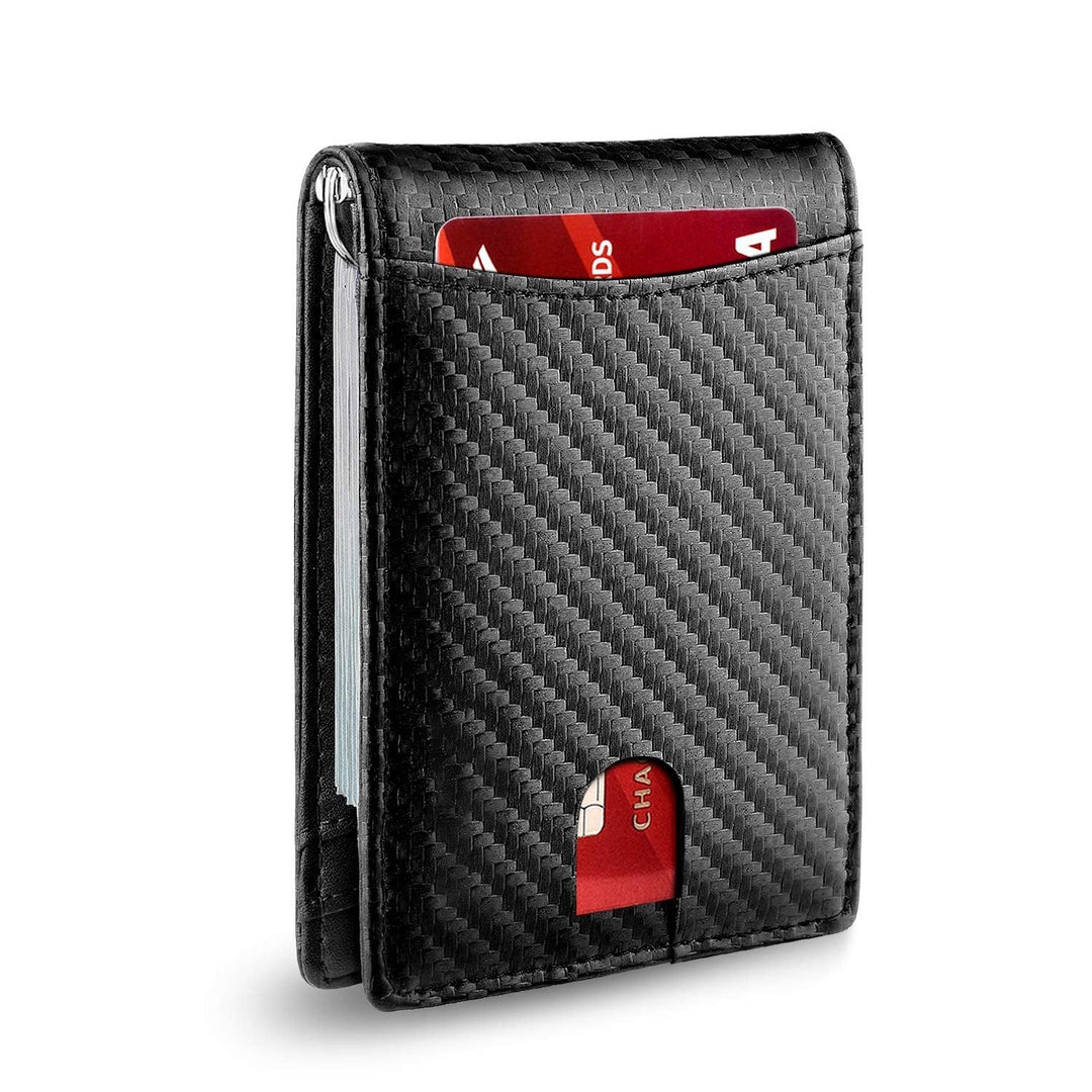Slim RFID-portfel dla mężczyzn | Etui na karty ze skóry | Czarny