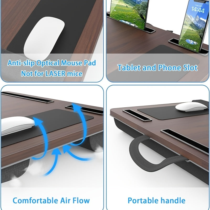 Ergonomiczny stojak na laptopa z podparciem na nadgarstek i miejscami na urządzenia | Karnz
