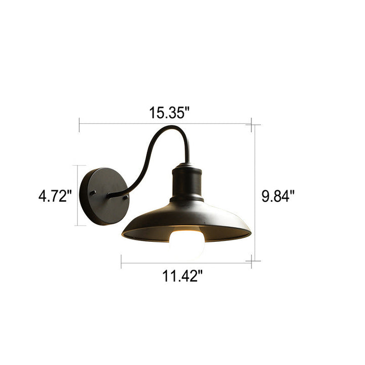 Retro Loft Dome Żelazo Na Zewnątrz Wodoodporna Lampa Ścienna Szkło Łukowe 1-Światło | Karnz