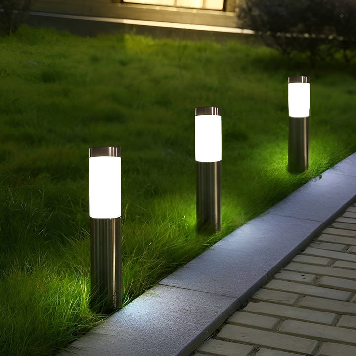 LED Oświetlenie Ogrodowe Cylindryczne w Zestawie 2 Szt. ze Stali Nierdzewnej